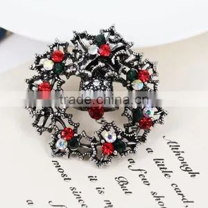 Zm53214a Christmas Wreath Crystal Brooch Moq 10 Pieces Christmas Gift Brooches thumbnail-6