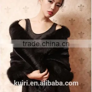 Elegant Mink Fur Wedding Shawl for Bridal Dress Winter Fashion Wide Plush Woman Faux Fur Shawl thumbnail-3