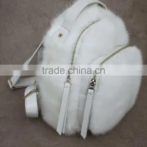 Myfur Luxury Real Mink Fur Lady Backpack Handbag Leather Bag Wholesale thumbnail-1