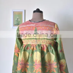 Vintage Kantha Kediyu Style Jacket in Beautiful Vintage Colors ~ Medium thumbnail-4