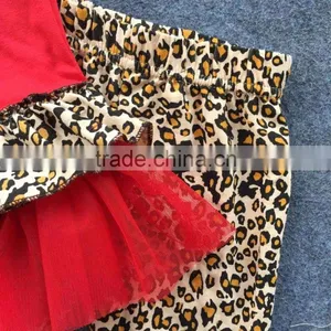 2016 New Baby Girls Spring Outfit Suit Red Leopard Top Kids Clothes With Matching Accessories thumbnail-4