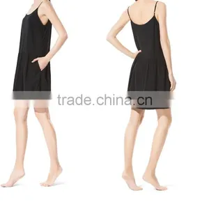 Plain Loose Spaghetti Straps New Modal Black Nightdress Women Sleepwear Pajamas thumbnail-1