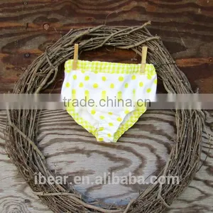 2016 Girls Wholesale Boutique Swimsuit Clothing Yellow Polka Dot Swimwear Two Piece Baby Girl Clothes With Sun Flower Bikini Set thumbnail-3