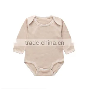 2017 Hot Selling Organic Cotton Plain Baby Boys Girls Romper Long Sleeves Set OEM Service thumbnail-1