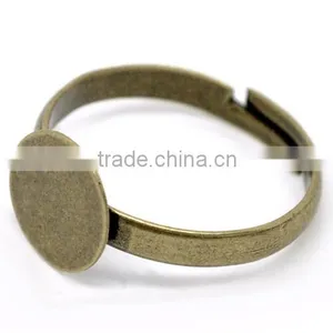Adjustable Antique Bronze Ring Base Blank Glue-on 18.3mm Ring Setting thumbnail-1