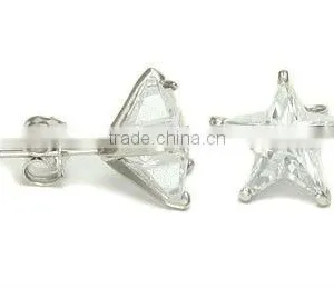 Star Cut Stainless Steel Grade AA Cubic Zirconia Stud Earrings, CZ Stud Earrings, CZ Earrings thumbnail-1
