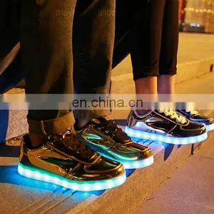Melbourne Shuffle Ghost Step Dance Golden Micro PU Leather Luminous LED Shoes Sneakers Men Women Footwear thumbnail-5
