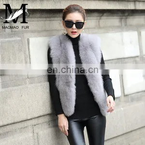2014 Europe and America New Design Fox Fur Vest Fashion Women Fox Fur Vest thumbnail-2