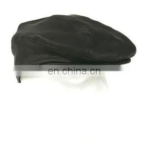 HMB-903A LEATHER GOLF CAP BLACK DRIVING HATS NEWSBOY thumbnail-1