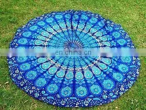 Indian Mandala Floral Round Roundie Tapestry Beach Towel Beach Throw Decor Art thumbnail-1