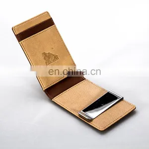 Low Price Handcraft Simple Design Brown Leather USA Money Clip thumbnail-1