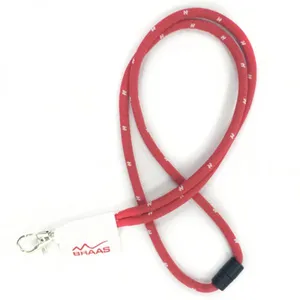 High Quality Custom Woven Logo Round Cord Lanyard With Swivel J Hook, Rope Lanyard thumbnail-2
