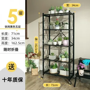 Multifunctional Foldable Metal Rack Kitchen Storage Shelf Home Free Installation Stand Shelf thumbnail-4