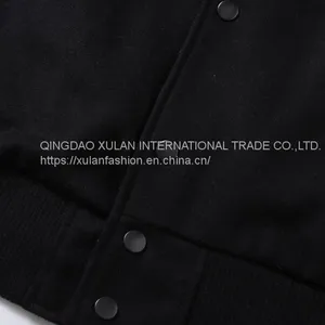 HOT SALE 2021 NEW FASHION MEN'S WOOL/POLYESTER MELTON BASEBALL GENUINE LEATHER JACKET thumbnail-2