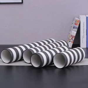 Black And White Stripe Cylinder Brush Pot Nordic Style Ceramic Vase Storage Canister Decoration thumbnail-2