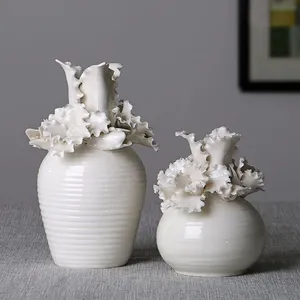 Office Hotel Shopping Mall European Style Cerative Large White Ceramic Flower Vase Decor thumbnail-1