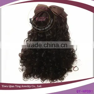 Very Nice Bow Chocolate Color Ponytail Natural Tight Curly Hair Extensions thumbnail-1