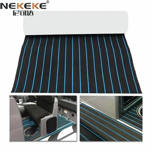6 MM Boat Marine EVA Foam Flooring Faux Black +Blue Lines Teak Decking thumbnail-1
