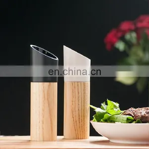Factory Supply High Quality Commercial Small Ceramic Black Wood Salt Pepper Grinder thumbnail-3