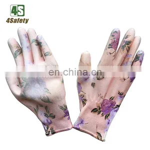 4SAFETY 13 Gauge Flower Printing Pu Garden Gloves thumbnail-1