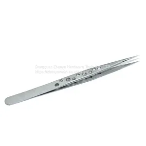 High Precision 9-hole Tweezers Sandblasting and Sanding Straight Head Heat Dissipation Niezi Grafting Eyelashes Beauty Nail Bird's Nest Hair Pick thumbnail-1