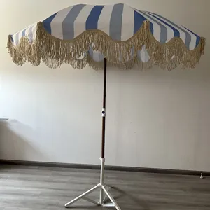 Tassel Outdoor Parasol With Rotating Sunshade and Steering Beach Umbrella Suitable for Scenic Spots and Beaches thumbnail-5