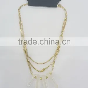 FASHION MULTI ROW BIG PLASTIC STONE CHAIN NECKLACE thumbnail-1