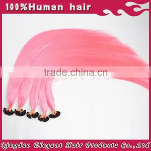 New Style Sliky Straight Natural Color Human Hair Pink Hair Extensions thumbnail-5