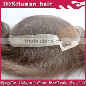 Qingdao Factory Bleached Knots 100% Human Hair Swiss Lace Toupee thumbnail-6