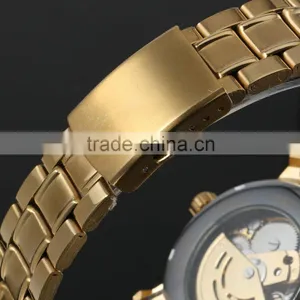 2016 Brand New Gold Watch Custom Logo Automatic Self Winding Wrist Watch for Men ZB007 thumbnail-6