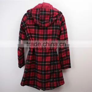 Lady's Stock Apparel Checked Melton Jacket With Belt thumbnail-2