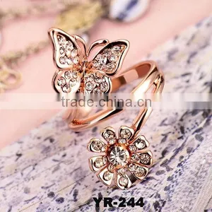 2016 Hot Sale Cute Gold Smart Rhinestone Ring With Butterfly For Girlfriend thumbnail-1