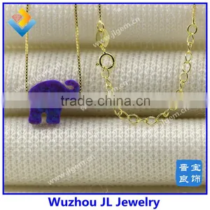 Fashion New Lucky Synthetic Elephant Opal Gemstone 925 Silver 18K Gold Jewelry thumbnail-4