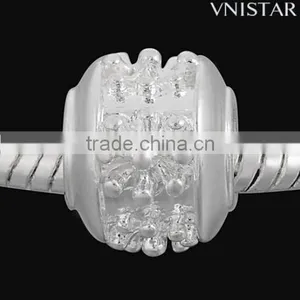 Vnistar Silver Plated Metal Beads Jewelry With Flower Raised for Bead Bracelet NecklacePBD2198 thumbnail-1