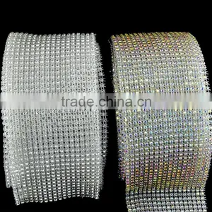 Flexible Crystal Rhinestone Strass Trimming Mesh, Elastic Stretch Crystal Rhinestone Strass Trimming Rolls Sheet thumbnail-1