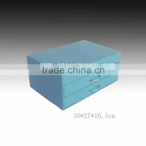 Hot Sell Pu Faux Leather 3 Drawers for A4 Paper Sorter Desk Orgainser thumbnail-2