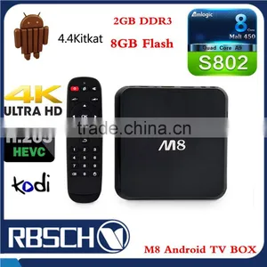 M8 Fully Loaded KODI Quad Core Amlogic S802 Android 4.4 4K Smart Android TV BOX thumbnail-3