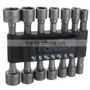 14pcs/set Power Nut Driver Drill Bit SAE Metric Socket Bits Wrench Screw 1/4 Inch Hex Shank Quick-Change Screwdrivers Nutdriver thumbnail-1