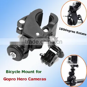 180degree Rotate Best Bike Bicycle Scooter Motorcycle Golf Stroller Handlebar Clamp Mount Holder for Gopro SJ4000 Sport Camera thumbnail-1
