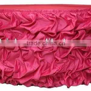 Colorful Charming Satin Ruffled Table Skirt for Wedding Decorative Table Skirts thumbnail-1