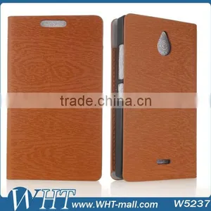 Mobile Phone Case For Nokia X2 Wooden Skin Leather Wallet Case thumbnail-1