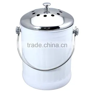 1.0 Gallon Colorful Painting Kitchen Metal Garbage Waste Bin With Stainless Steel Lid thumbnail-5