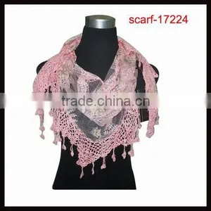 Fashion Lace Triangle Tassel Scarf for Women thumbnail-1