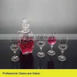 New Design 5pcs Glass Wine Set With Goblet Diamond Decorative thumbnail-1