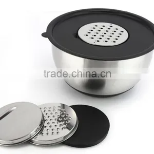 Stainless Steel Mixing Bowl With Grater Set thumbnail-1
