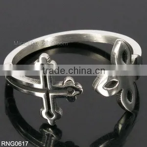 Wholesale Fashion Jewelry Stainless Steel Finger Ring Celtic Maltese Cross Open Ring thumbnail-1