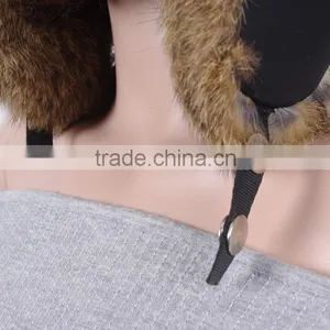 Women Winter Rabbit Fur Earflap Military Ushanka Russian Trooper Hat Winter Fur Hat KZ150127 thumbnail-4
