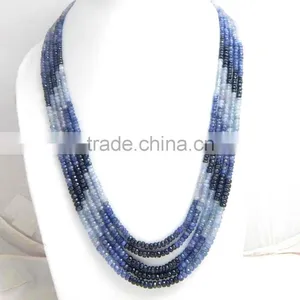 Natural Shaded Blue Sapphire Roundel Faceted Beads thumbnail-4