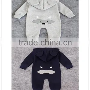 Baby Cartoon Casual Hooded Jumpsuit Stereo Modelling Embroidery Thicking Romper thumbnail-2