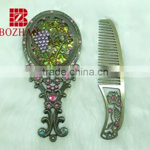 Vintage Grape Rhinestone Mirror Set/grape Vintage Vanity Mirror Set thumbnail-1